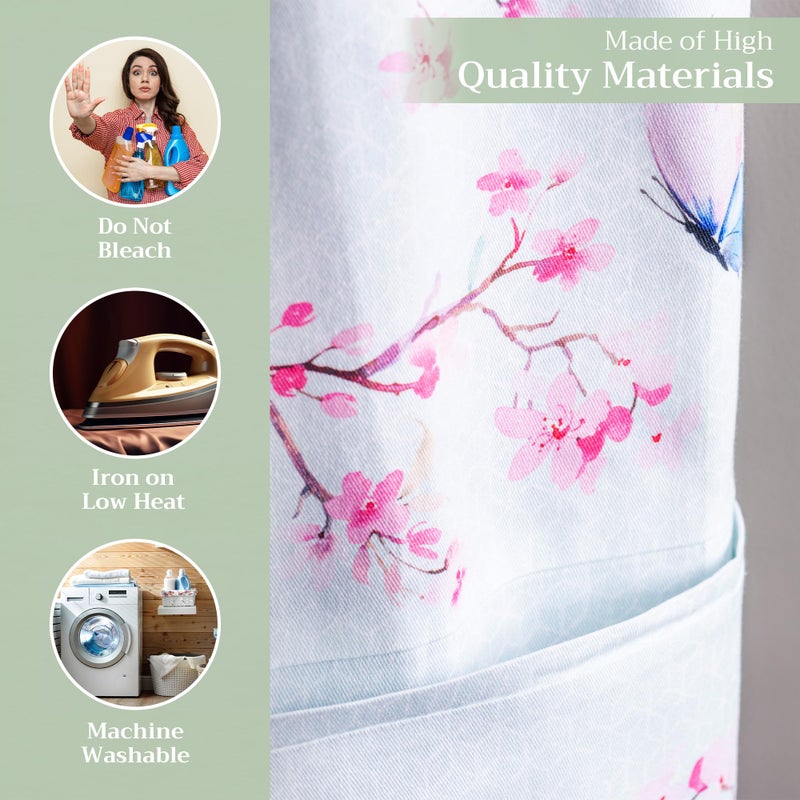 Maison d' Hermine Apron for women with Pocket 100% Cotton 27.50"x31.50" 1 Piece Adjustable Neck Strap & long ties Apron Men, Chef, Wedding, Cooking, Gardening Spring/Summer (Blossoms In Spring) - Image 3